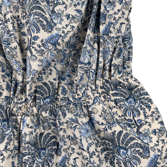 H&M Floral Botanical Whimsical Romper Ruffle Romantic Blue Ivory Size 10 - Picture 3 of 6